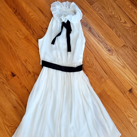 Elegant White Sleeveless Dress with Black Accents - Picture 1 of 10